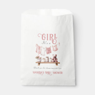 Boho Sweet Its a Girl Pink Clothesline Baby Shower Favour Bag