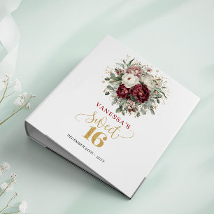 Boho Sweet Sixteen Blush Burgundy Floral Memory Binder