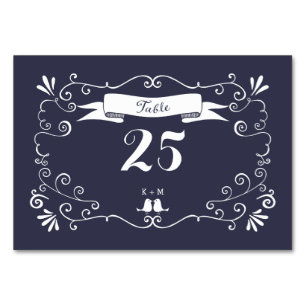 Boho Swirls (Changeable Background Colour) Wedding Table Number