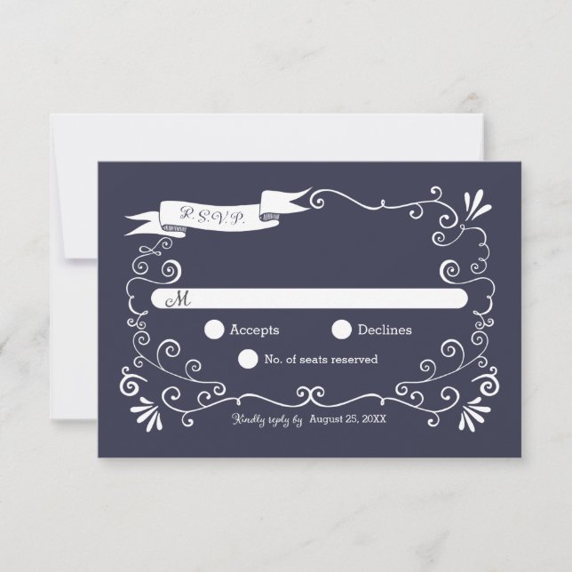 Boho Swirls (Changeable Colour) Wedding RSVP Card (Front)