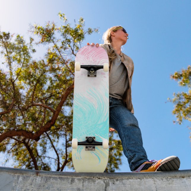 Boho Swirly Groovy Abstract Genderflux Pride Flag Skateboard (Outdoor 1)