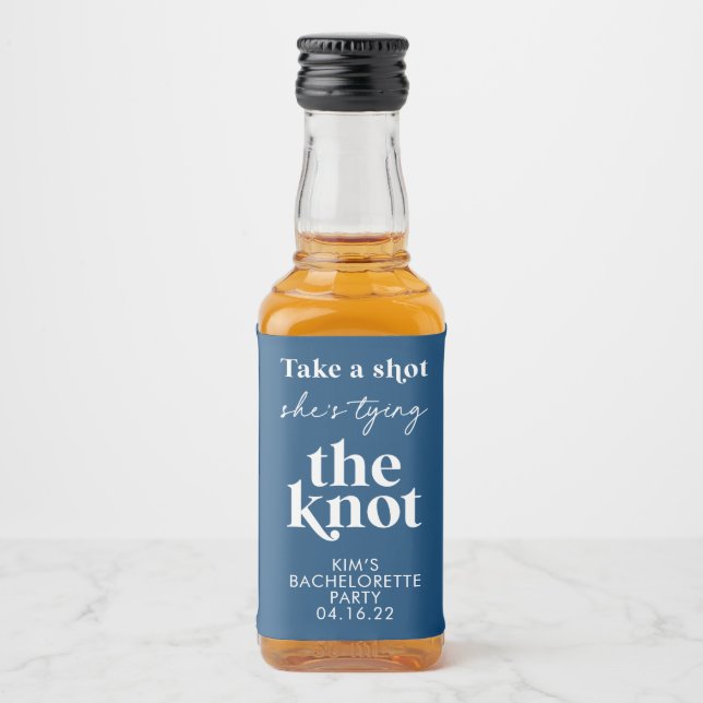Boho Take a Shot She's Tying the Knot Bachelorette Liquor Bottle Label (Front)