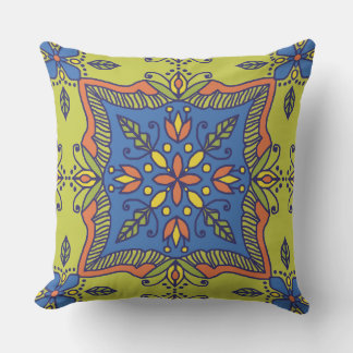Boho Talavera Tile Outdoor Pillow