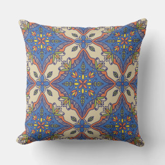 Boho Talavera Tile Outdoor Pillow