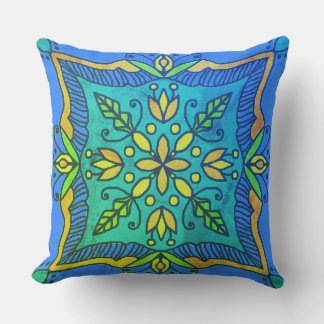 Boho Talavera Tile  Outdoor Pillow