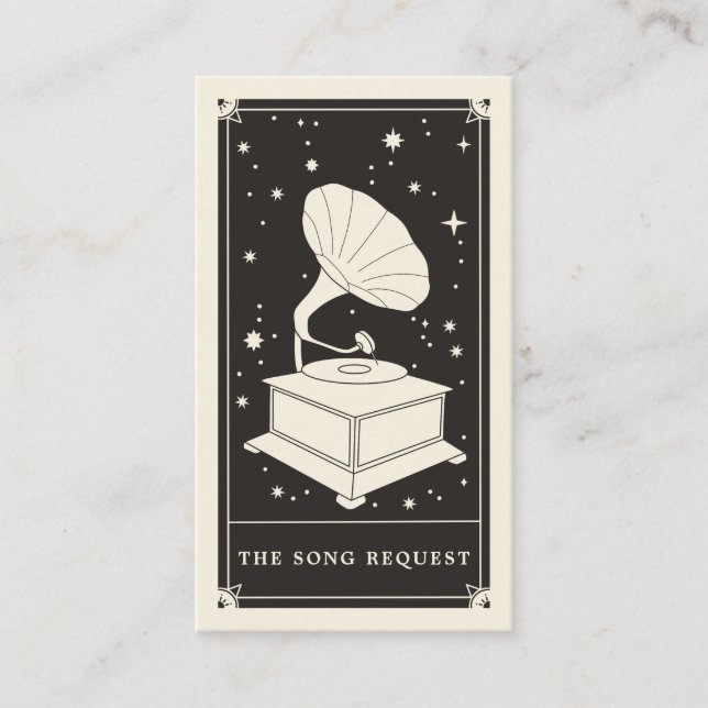 Boho Tarot celestial gramophone song request card (Front)