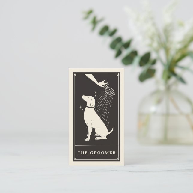 Boho Tarot Chien Groomer carte de visite (Debout devant)