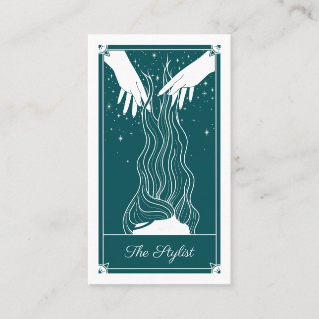 Boho Tarot Coiffeur Turquoise Carte de visite (Devant)