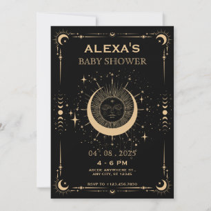 Boho tarot lunaire soleil baby shower Invitation