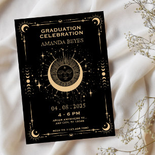 Boho tarot moon sun Graduation  Invitation