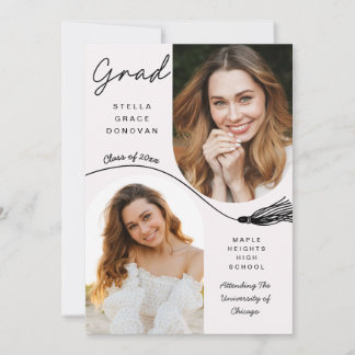 Boho Tassel Grad Announcement with Photo