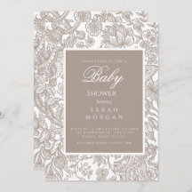 Boho Taupe Fall Line Art Wildflower