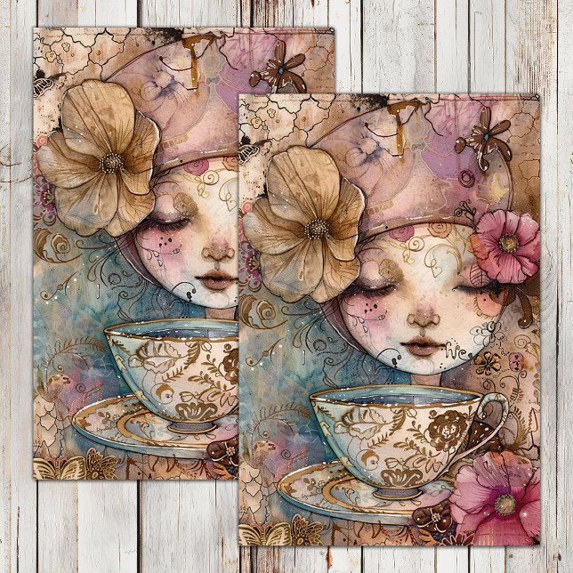 BOHO TEA GIRL DECOUPAGE TISSUE PAPER (BOHO TEA GIRL DECOUPAGE TISSUE PAPER)