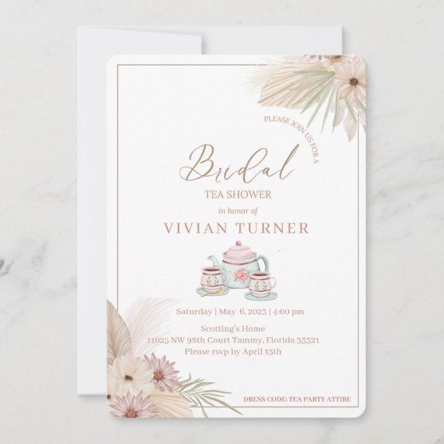 Boho Tea Party Invitation (Front)