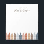 Boho Teacher Appreciation Crayon Notepad<br><div class="desc">Surprise the teacher in your life or treat yourself (if you're the teacher) to this note pad,  featuring crayons in a warm and neutral boho colour palette! Personalize the text with the name of your recipient.</div>