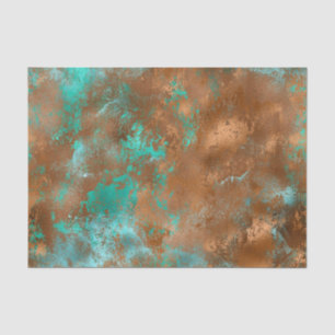 Boho Teal Copper Grunge Tissue Paper