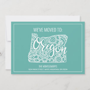 Boho Teal Floral Mandala Oregon State Moving Announcement