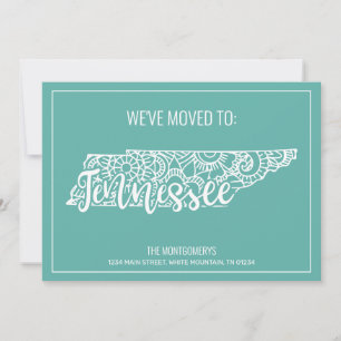 Boho Teal Floral Mandala Tennessee State Moving Announcement