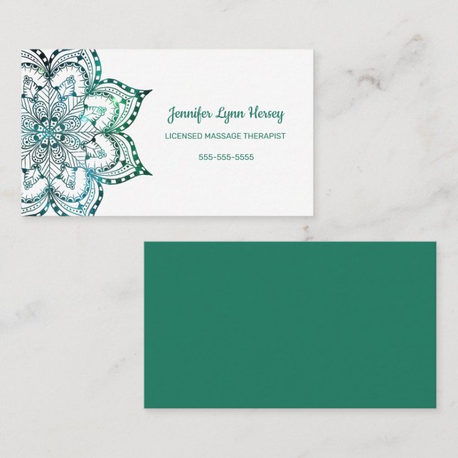 Boho Teal Mandala Business Card (Front/Back)