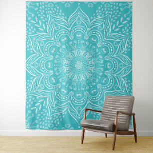 Boho Teal Mandala Tapestry