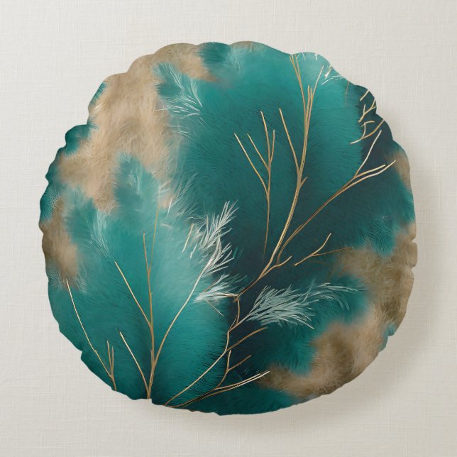 Boho Teal Pillow – Abstract Home Decor Design (Front)