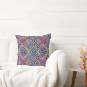 Boho Teal & Pink Multi Tribal Inspired Throw Pillow