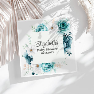 Boho Teal Wildflowers Baby Shower Napkin
