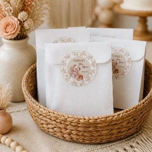 Boho Teddy Bear Baby Shower Classic Round Sticker