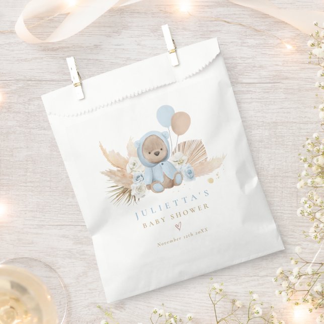 Boho Teddy Bear Baby Shower Decorations Favour Bag (Clipped)