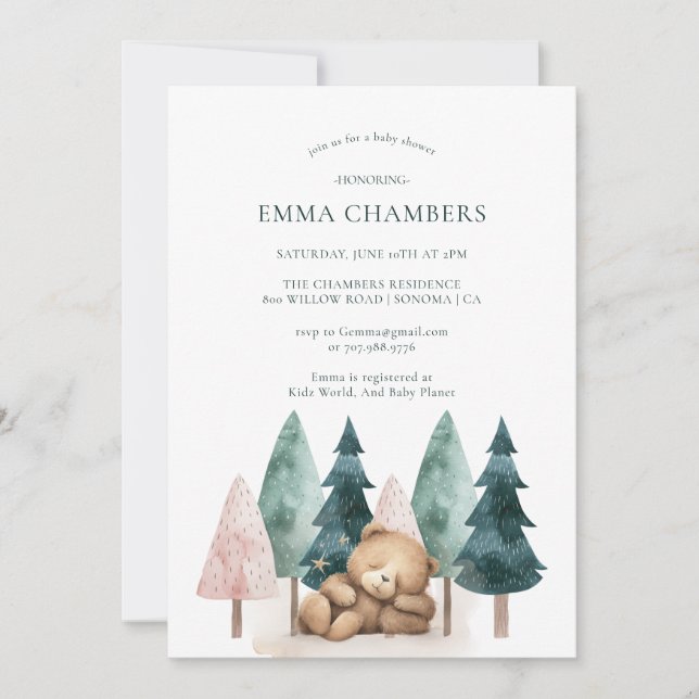 Boho Teddy Bear Baby Shower   Invitation (Front)