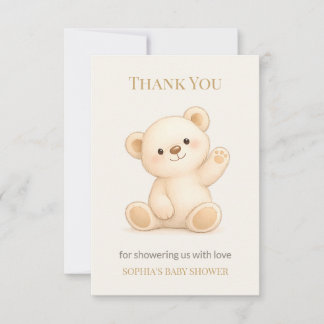 Boho Teddy Bear Baby Shower Thank You Card