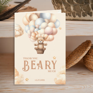 Boho Teddy Bear Balloons Thank You Beary Much Card
