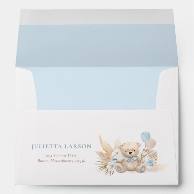 Boho Teddy Bear Bearly Wait Baby Shower Envelope (Back (Bottom))