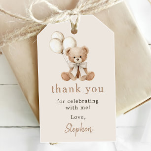 Boho Teddy Bear Beary First 1st Birthday Party Gift Tags