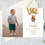 Boho Teddy Bear Beary First 1st Birthday Party Invitation<br><div class="desc">This is a Boho Teddy Bear Beary First Birthday Party Invitation!</div>