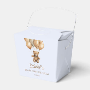 Boho Teddy Bear Beary First Birthday Party Favor Box