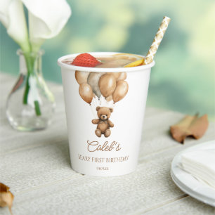 Boho Teddy Bear Beary First Birthday Party Paper Cups
