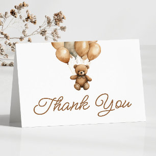 Boho Teddy Bear Beary First Birthday Party Thank You Card