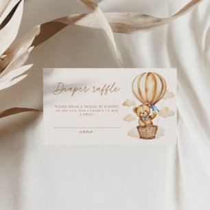 Boho Teddy Bear Diaper Raffle Baby Shower Enclosure Card