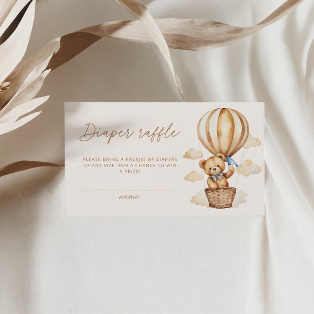 Boho Teddy Bear Diaper Raffle Baby Shower Enclosure Card (Creator Uploaded)