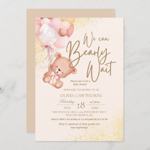Boho Teddy Bear Elegant and cute Baby Shower Invitation