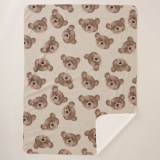 Boho Teddy Bear Kids Sherpa Blanket