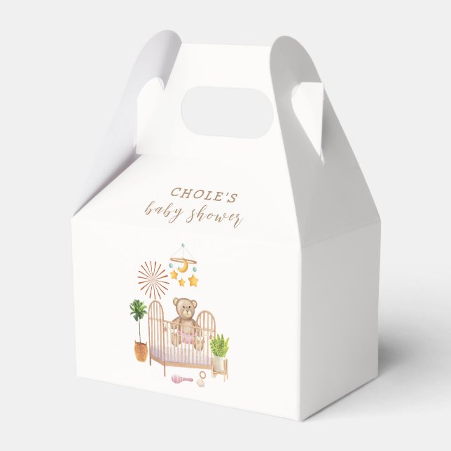 Boho Teddy Bear Nursery Baby Shower  Favor Box (Front Side)