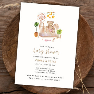Boho Teddy Bear Nursery Baby Shower  Invitation