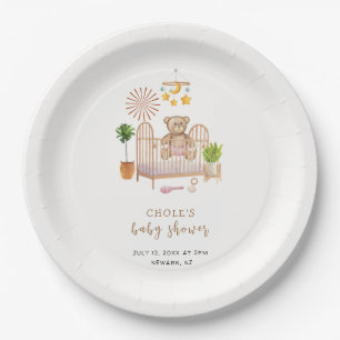 Boho Teddy Bear Nursery Baby Shower  Paper Plate
