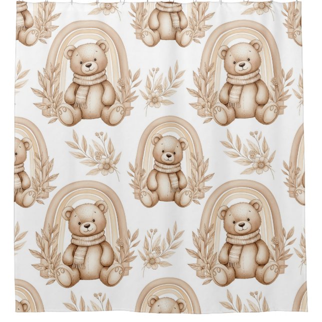 Boho Teddy Bear Rainbow Neutral Floral (Front)