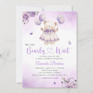 Boho Teddy Bear We Can Bearly Wait Baby Shower  Invitation