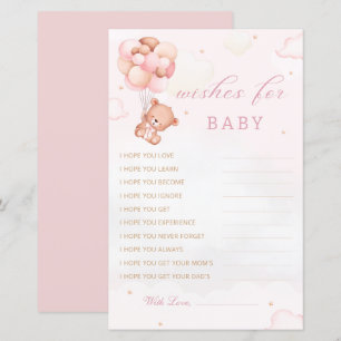 Boho Teddy Bear Wishes for Baby Shower Advice Card