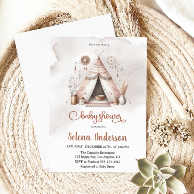 Boho Teepee Baby Shower Invitation    (Creator Uploaded)
