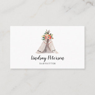 Boho Teepee Babysitter Cartes de visite